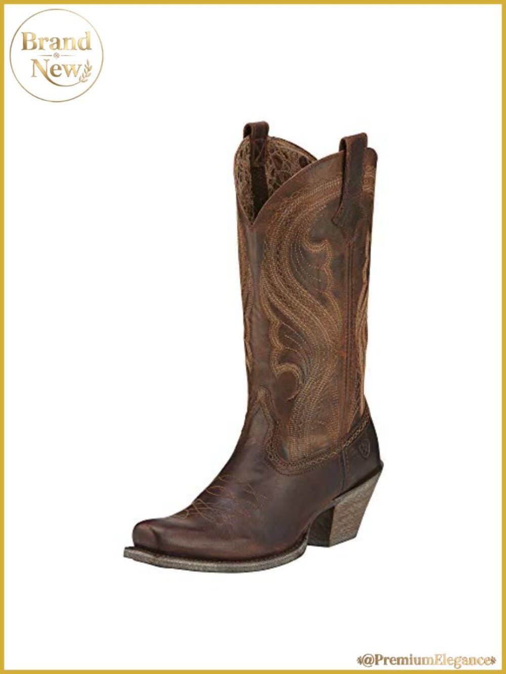 Full Grain Leather Mid Calf Western Boot Work Block Heel